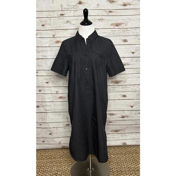 Billy Reid Dresses & Skirts - Billy Reid black minimalist lagenlook cotton popover midi shirt dress Size XS